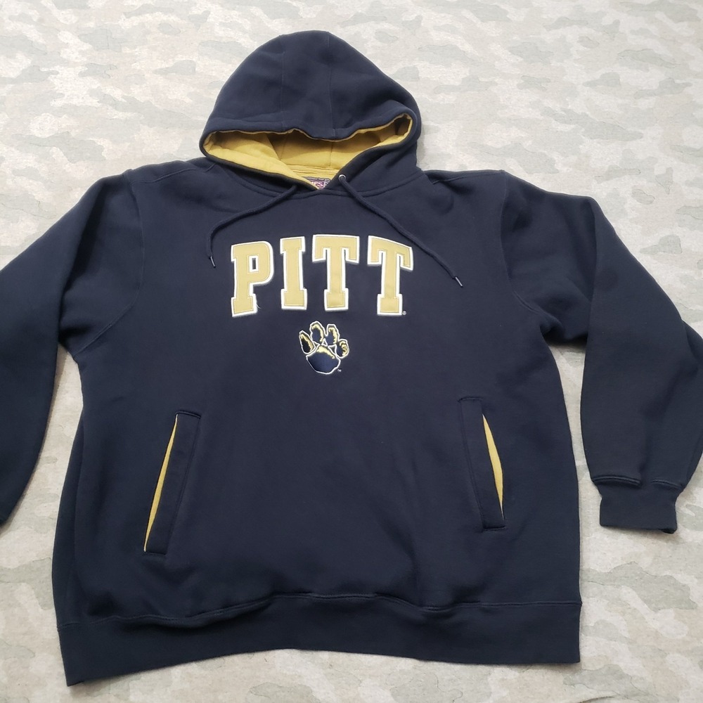 Vintage Pitt University Sweatshirt Men XL Blue Y2k 90s Champs Hoodie Embroidered